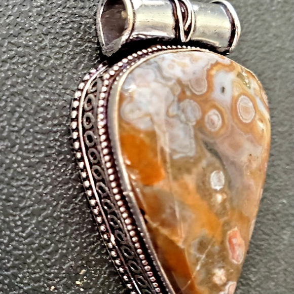 New Ocean Jasper Antique Design 925 Silver Pendant. - Picture 12 of 14